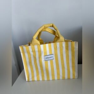 Nina Ricci Yellow and White Stripe Mini Canvas Tote
